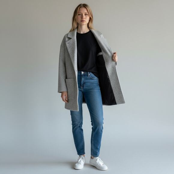 Volcom Volcoon Peacoat Womens Extra Large XL Gray Wool Blend Button Down - Picture 1 of 10